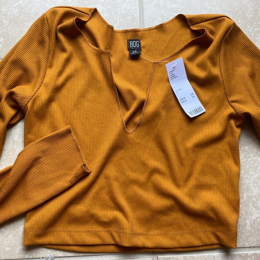 Urban outfitters nwt BDG Nala notch Henley crop top rust orange - Picture 5 of 15